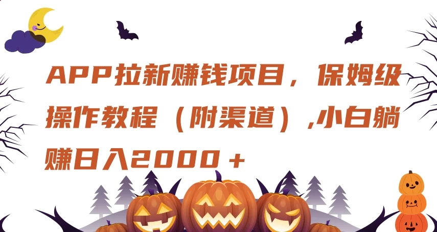 APP拉新赚钱项目，保姆级操作教程（附渠道）,小白躺赚日入2000＋