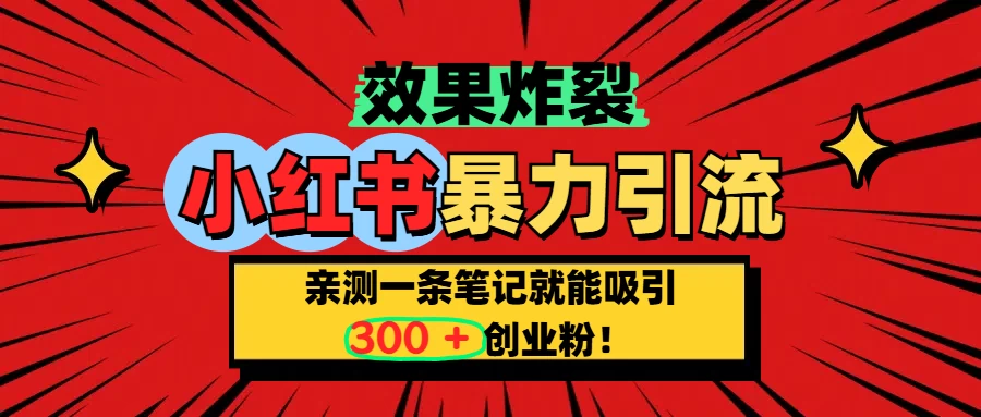 小红书炸裂玩法，一条笔记就能吸引300+精准创业粉